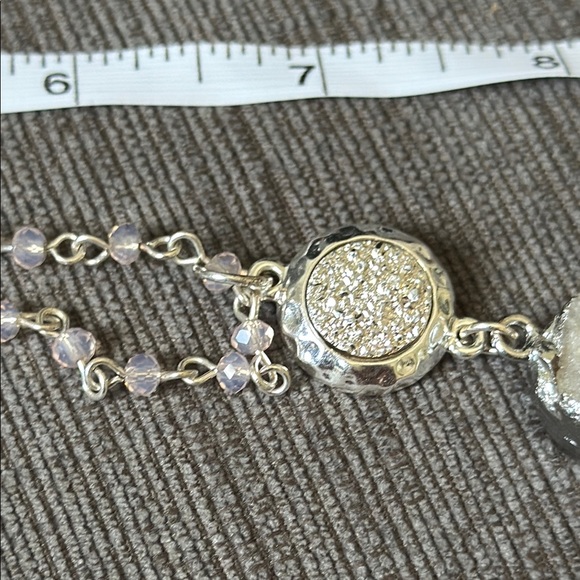 Natural stone signed JL Silver Necklace with Tassel - Picture 7 of 7